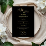 Wedding Menu Simple Elegant Gold Foil And Black<br><div class="desc">Elevate your wedding experience to new heights of sophistication and glamor with our stunning black and gold modern wedding suite! Customize it effortlessly with just a few clicks and create a celebration that’s uniquely yours. If you have any questions, need assistance, or want to tweak any details, don’t hesitate to...</div>