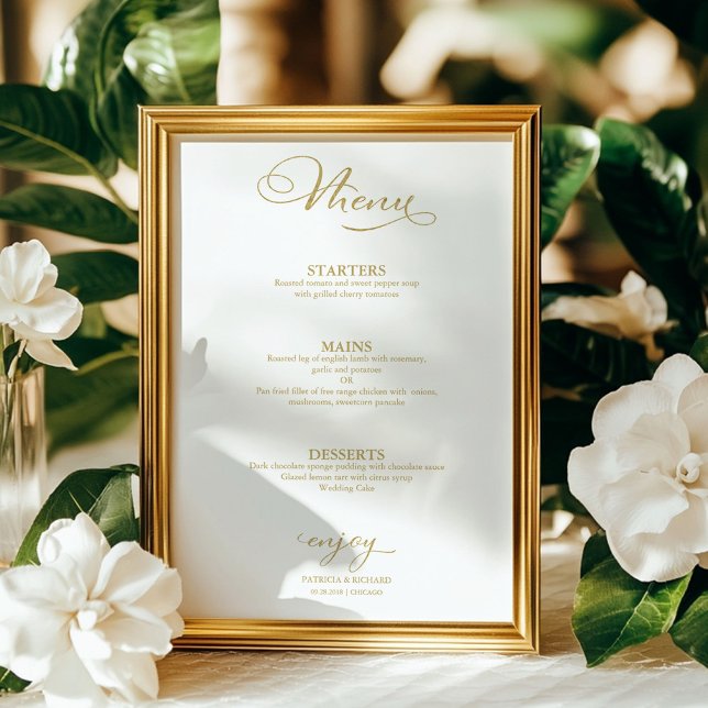 Wedding Menu Simple Elegant Gold Foil Poster (Creator Uploaded)