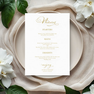 Wedding Menu Simple Elegant Gold Script