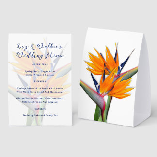 Wedding Menu Standing Table Sign Bird of Paradise