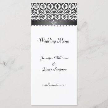 Wedding Menu Template Black And White Damask by Truly_Uniquely at Zazzle