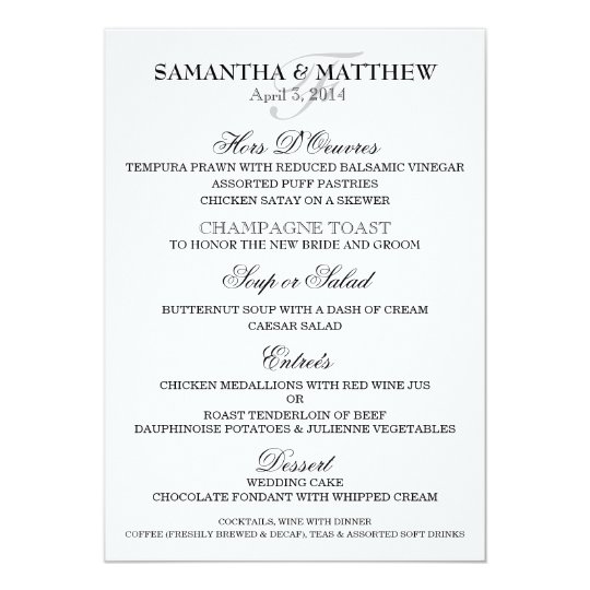 Wedding Menu Template Personalize Zazzle Wedding Menu Template Personalize