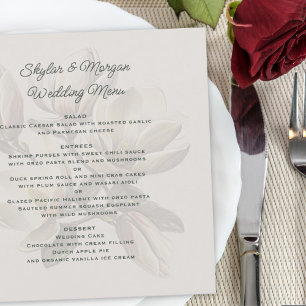 Wedding Menu Template Southern Magnolia Flowers