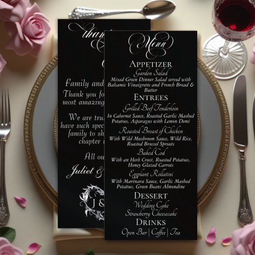 Wedding Menu & Thank You - Black