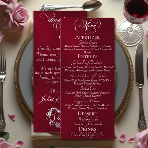 Wedding Menu & Thank You - Burgundy