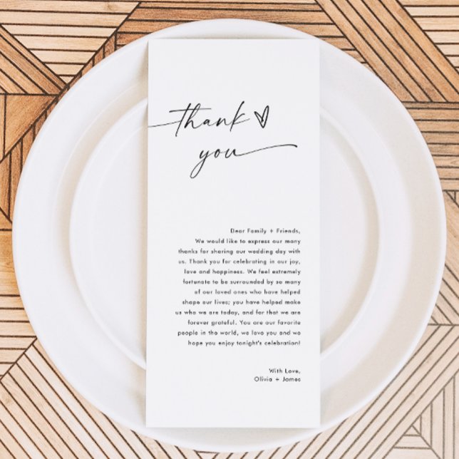 Wedding Menu Thank You Card, Guests Thank You Note (Creator Uploaded)