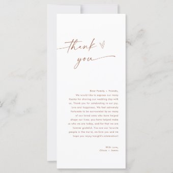 Wedding Menu Thank You Card, Thank You Note | Zazzle