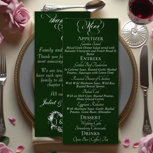 Wedding Menu & Thank You - Emerald
