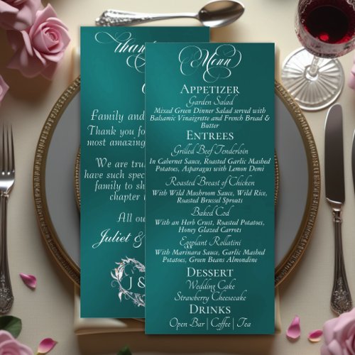 Wedding Menu & Thank You - Teal
