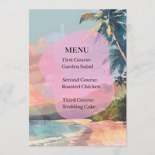 Wedding Menu Tropical Beach Sunset 