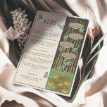 Wedding Menu Victorian Dreams Dragonflies Invitation<br><div class="desc">Our "Victorian Dreams: Art Nouveau Dragonfly Wedding Menu" encapsulates the romance and grace of the Belle Époque. Dragonflies, hovering over a tranquil pond surrounded by exquisite Victorian flowers, form the captivating centerpiece of this card. In many cultures, dragonflies symbolize change, transformation, adaptability, and self-realization, mirroring a couple's journey as they...</div>