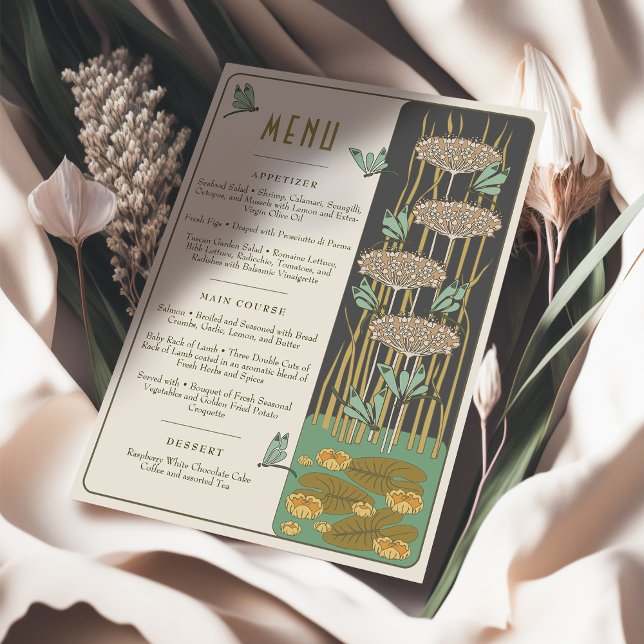 Wedding Menu Victorian Dreams Dragonflies Invitation (Creator Uploaded)