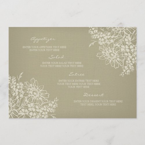Wedding Menu Vintage Floral