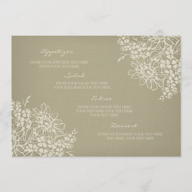 Wedding Menu Vintage Floral (Front)