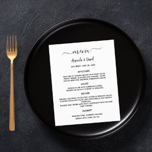 Wedding Menu white black simple budget Flyer