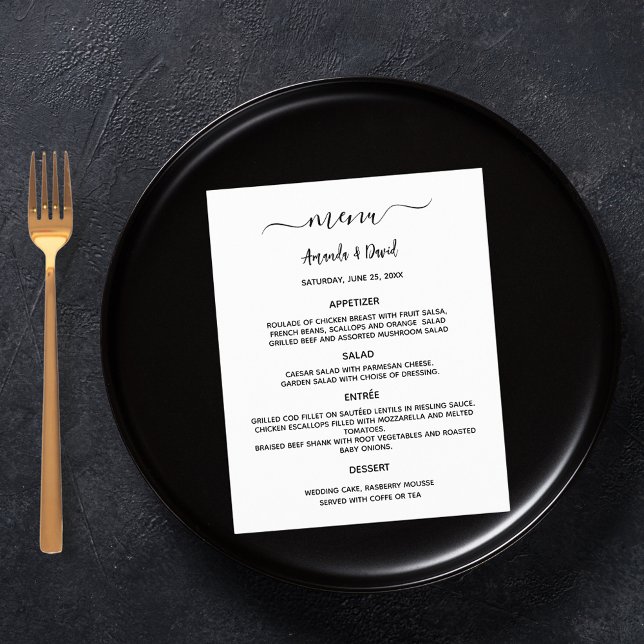 Wedding Menu white black simple budget Flyer (Creator Uploaded)