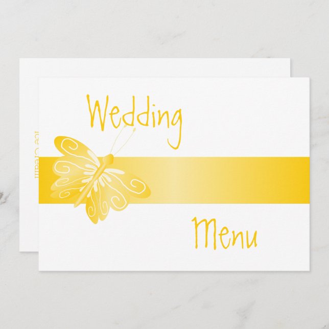 Wedding Menu Yellow Butterfly (Front/Back)