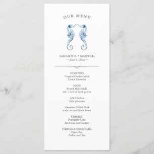 Wedding Menus Simple Watercolor Seahorses