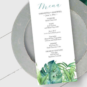 Wedding Menus Tropical Destination Palm Leaves