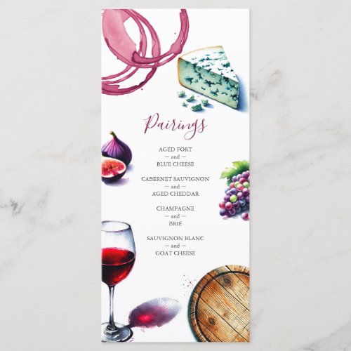 Wedding Menus Watercolor Vineyard Theme