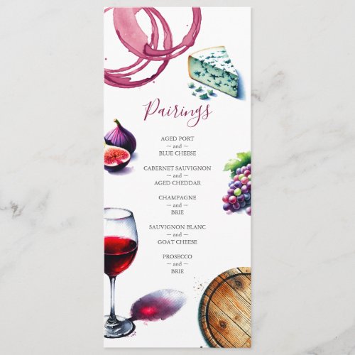 Wedding Menus Wine Lovers Tasting