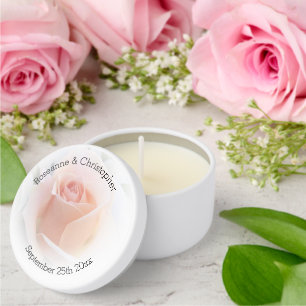 Wedding Mini Candle Favors Peach Pink Rosebud