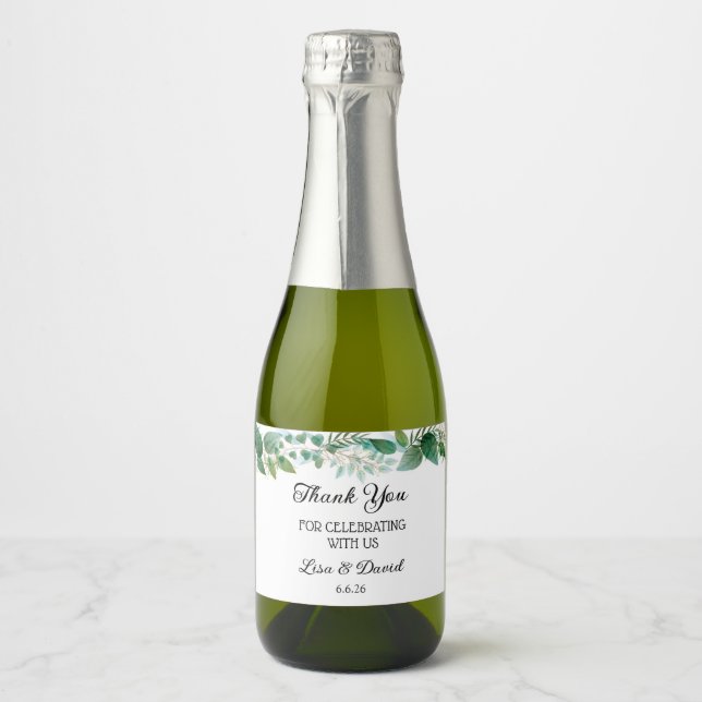 Wedding Mini Sparkling Wine Bottle Labels (Front)