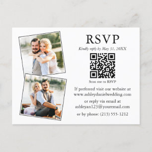 Wedding Minimalist 2 Photo QR RSVP Enclosure Card