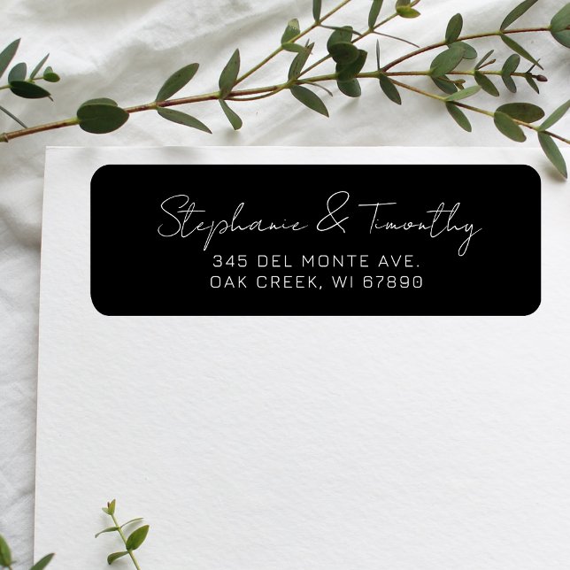 Wedding Minimalist Black Return Address Label (Effortlessly manage wedding correspondence with our simple return labels, ensuring seamless mailing.)