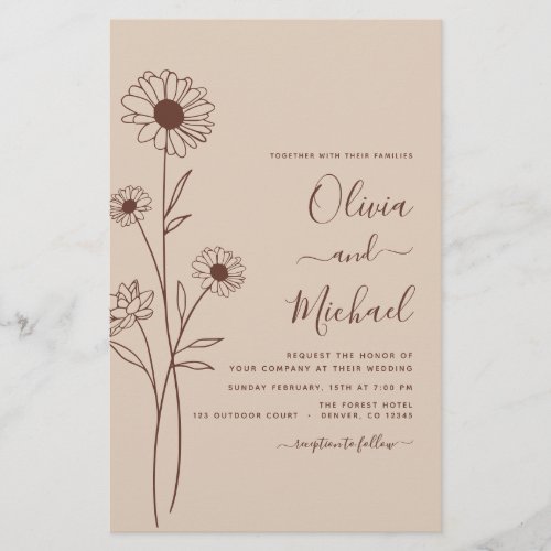 Wedding Minimalist Botanical Floral Line Art