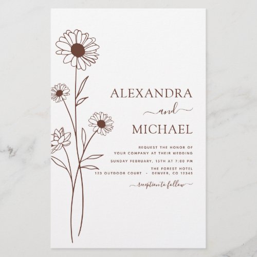 Wedding Minimalist Botanical Floral Line Art