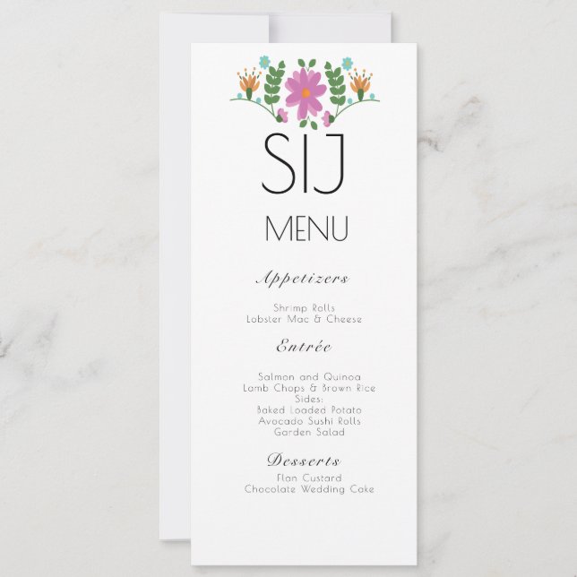 Wedding Minimalist Floral Logo Wedding Menu (Front)