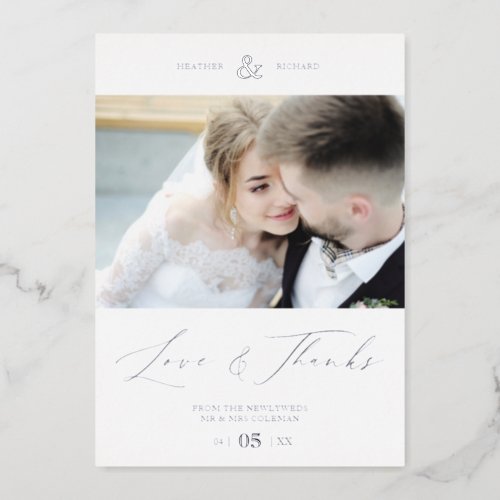 Wedding Minimalist Love  Thanks Custom Photo  Foil Invitation