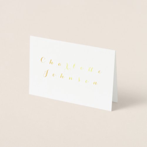Wedding Minimalist Name Place Real Gold Foil Card