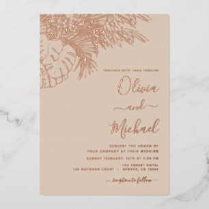 Wedding Minimalist Pampas Grass Terracotta Foil Invitation