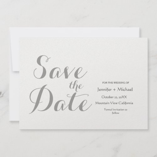Wedding Minimalist Plain Grey Calligraphy Script Save The Date