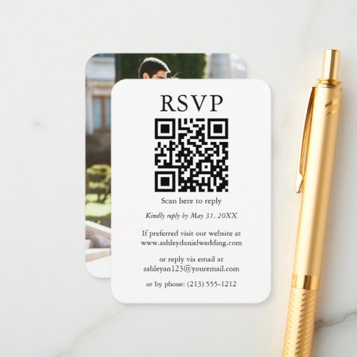 Wedding Minimalist Simple QR Photo RSVP Enclosure Card