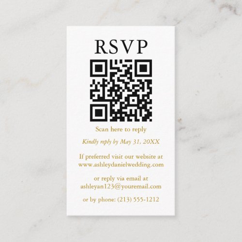 Wedding Minimalist Simple QR RSVP Gold Enclosure Card