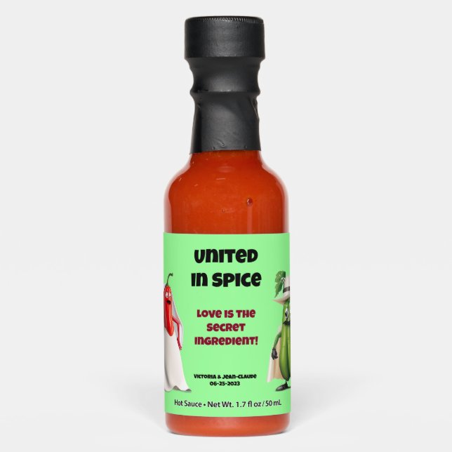 Wedding, mint color hot sauces (Front)