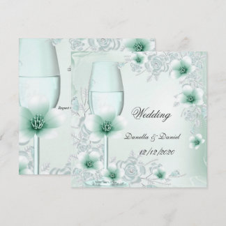 Wedding Mint Green Floral Blossoms Roses Invitation