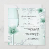 Wedding Mint Green Floral Blossoms Roses Invitation (Back)