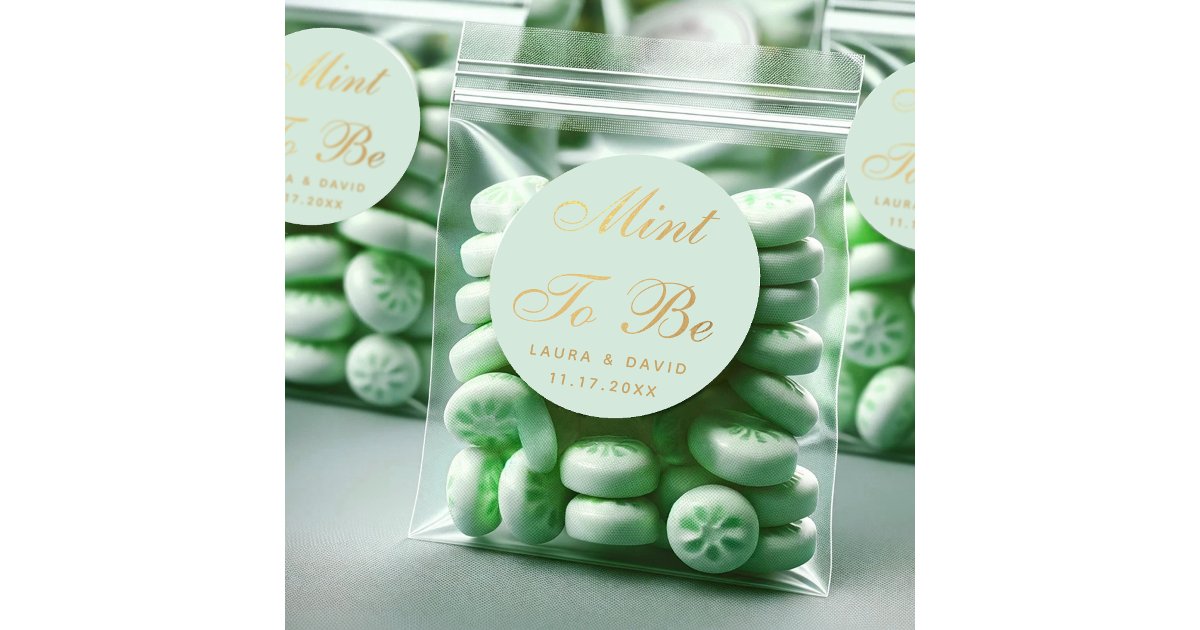 Wedding Mint To Be Faux Gold Foil Elegant Script Classic Round Sticker ...