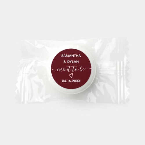 Wedding mint to be script heart wedding red life saver mints