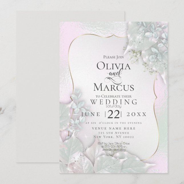 WEDDING | Misty Pink Pearl Shimmer Invitation (Front/Back)