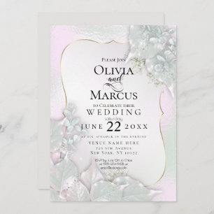 WEDDING   Misty Pink Pearl Shimmer Invitation