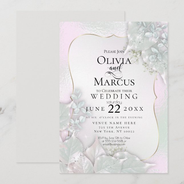 WEDDING | Misty Pink Pearl Shimmer Invitation (Front/Back)