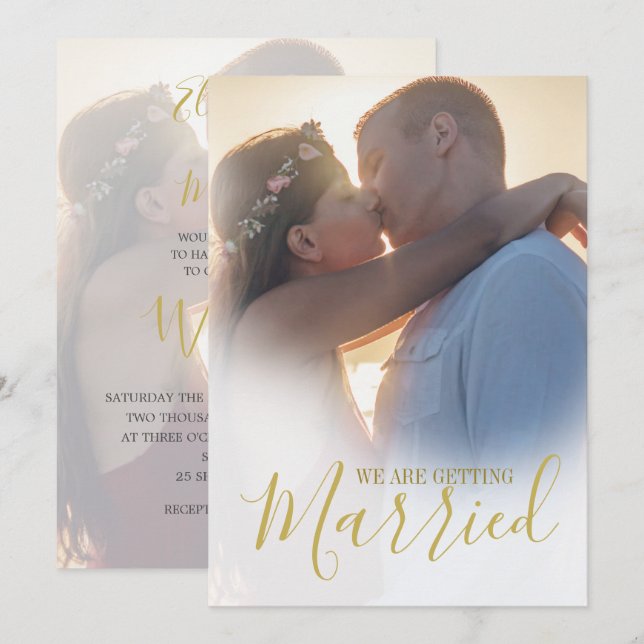 Wedding Modern 2 Photo  Overlay Elegant Simple Invitation (Front/Back)