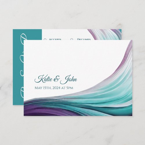Wedding Modern Abstract_Purple and Teal_ RSVP Card