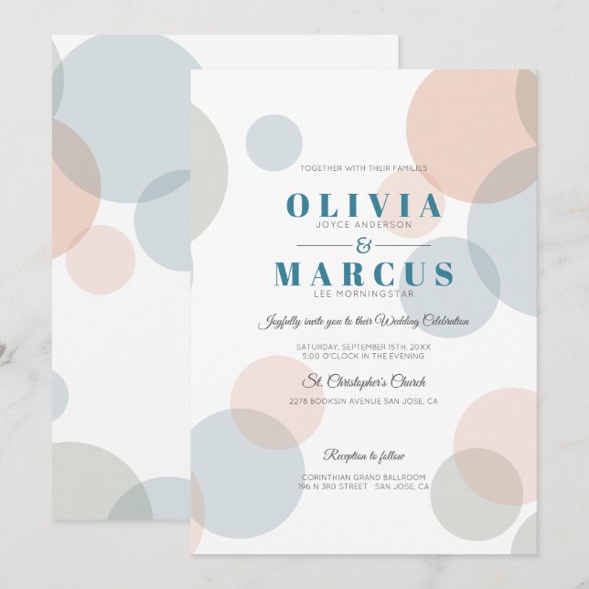 Wedding Modern Big Bold Confetti Dots Invitation (Front/Back)