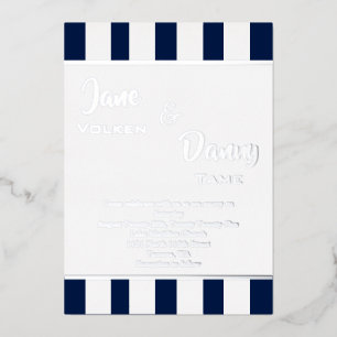 Wedding Modern Black & White Stripe with Foil Invitation